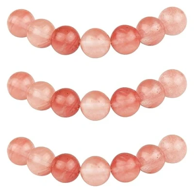 Image of MJDCB Round Stone Beads 6mm Pink Crystal Loose Gemstone for Jewelry Making Bracelet Necklace 60pcs