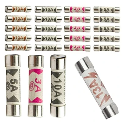 Image of 20 Pieces 3A 5A 10A 13A Ceramic Household Domestic Mains Plug Top Fuses Electrical Cartridges