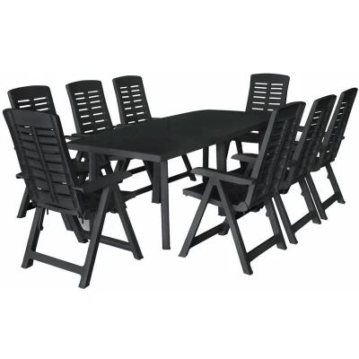 Image of vidaXL 9 Piece Outdoor Dining Set Plastic Anthracite