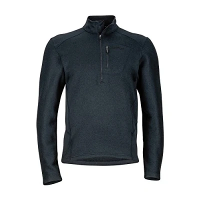 Image of MARMOT Drop Line 1/2 Zip Men&#039;s Pullover Jacket, Lightweight 100 Weight Sweater Fleece, Jet Black, Small