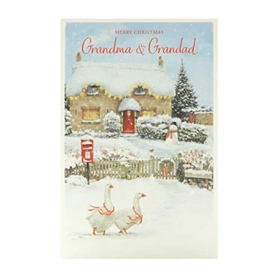 Image of Grandma and Grandad Christmas Card for Grandparents Traditional Scene Design