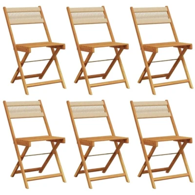 Image of vidaXL Folding Garden Chairs 6 pcs Beige Solid Wood Acacia