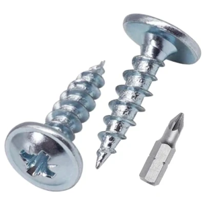 Image of SKIR&#039;CO (100 pcs) Zinc Plated Steel 3.0 x 12 mm Wood Screws, Metal Wafer Head, Pozidriv, Self Tapping