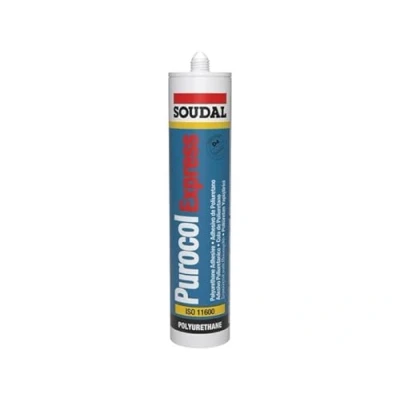 Image of Soudal Purocol Express D4 Polyurethane Thixotropic PU Based Construction Adhesive Wood Bonding Cartridge 310ml Transparent High Strength, Solvent Free, Water Resistance, Professional Quality