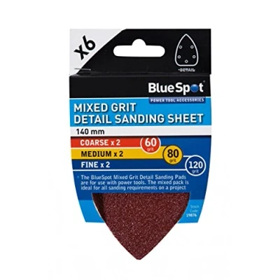 Image of Blue Spot Tools 19876 6 Pack 140mm Mixed Grit Detail Sanding Sheets