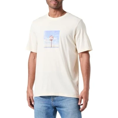 Image of JACK &amp; JONES Men&#039;s Jorlafayette Photo Tee SS Crew Neck T Shirt, Buttercream, XS