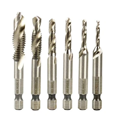 Image of Malayas Hand Tap Hex Shank HSS Screw Spiral Point Thread Metric Plug Drill Bits M3 M4 M5 M6 M8 M10 6pcs/Set Tools, 1/4&quot; Right Taper