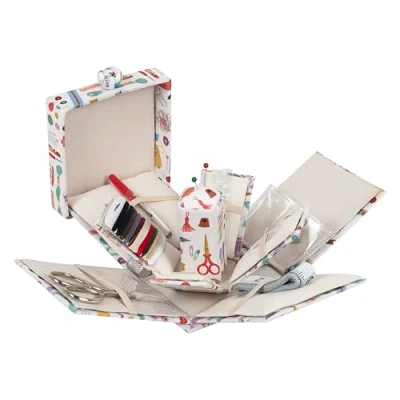 Image of Hobby Gift Filled Sewing Kit Victorian Style Square 10.5 x 12.5cm Haby Notions