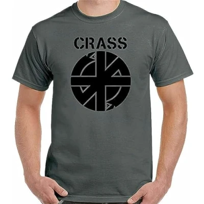 Image of Crass Tshirt Logo Symbol Mens Anarchy Punk Rock Anarchist Army Green Colour17 S