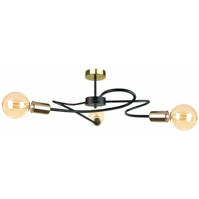 Image of Fiore Multi Arm Semi Flush Ceiling Light Black, 60cm, 3x E27