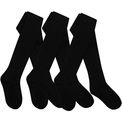 Image of I2I Childrens 3 Pair Girls Tights Back to School Plain Coloured Cotton Rich, 5 6 Years,Grey Pairs