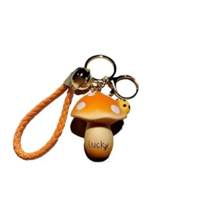 Image of CAOXIAN Mushroom Pendant Keychain Metal Key Chain Ladybug Bell Purse Car Keyrings Accessories