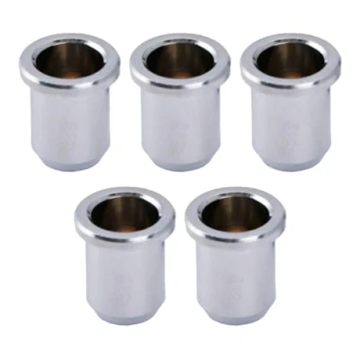Image of Musiclily Pro 14mm Brass Bass String Ferrules Bushings Through Body for Jazz Bass/Precision Bass, Chrome (Set of 5)