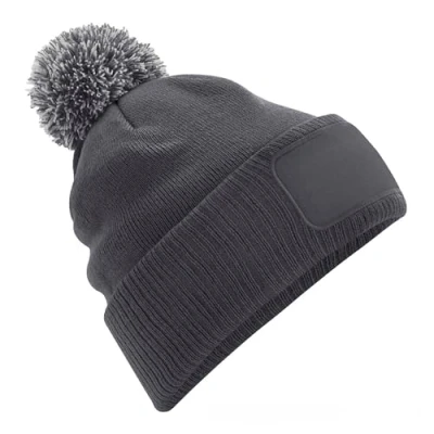 Image of Beechfield Snowstar Patch Beanie Graphite Grey/Light Grey