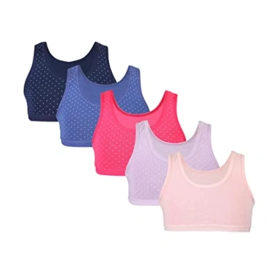 Image of TupTam Girls Bustier Bra Crop Top, Pack of 5, White, 122 128