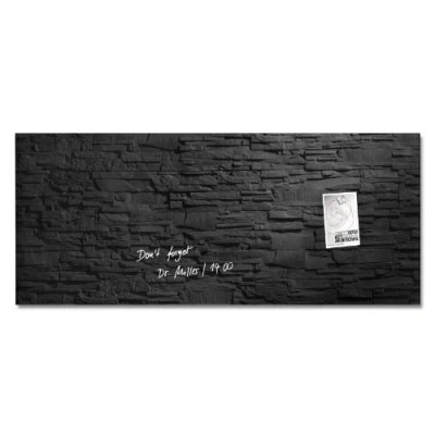 Image of SIGEL GL249 Premium Glass magnetic Board, glossy surface, 130 x 55 cm, easy mounting, Black Artverum