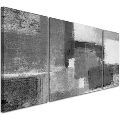 Image of Wallfillers Black White Grey Canvas Wall Art Abstract 3AC368 XXL 191x65cm