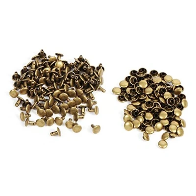Image of Walfront 100 Set Double cover Rivet for Leather Craft Repairs Decoration, Tubular Metal Studs Kit 8x8mm DIY, Bag, Shoes Repairs(Bronze)
