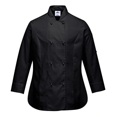 Image of Portwest women chefs Work Coat, Black, L UK