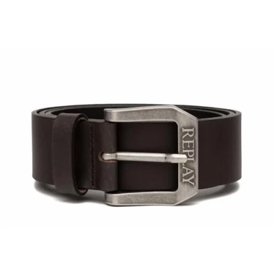 Image of Replay men&#039;s leather belt, Brown (Black 128), 100 cm