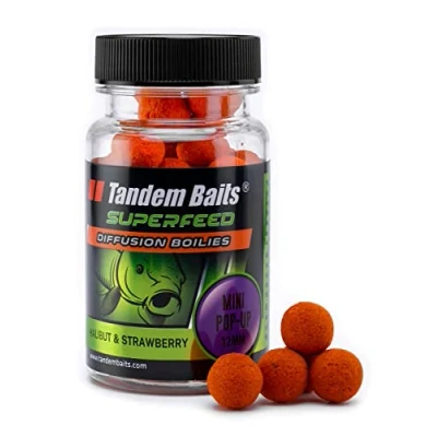 Image of Tandem Baits SuperFeed Mini Diffusion Pop Up Halibut &amp; Strawberry Carp Fishing Hookbaits Ups Bait Accessories for Monster Fish 12mm 30g