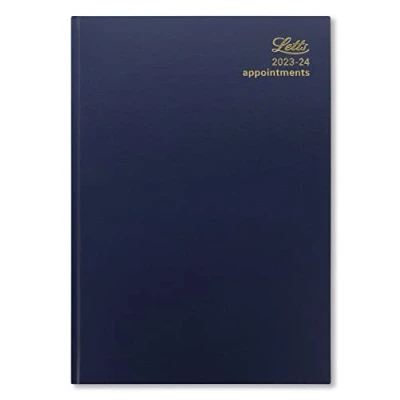 Image of Letts Standard A4 academic 2023/2024 day to a page with appointments diary blue