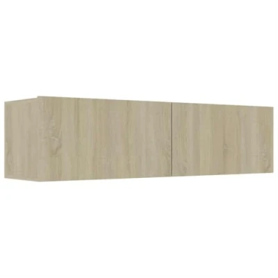 Image of vidaXL TV Cabinet Sonoma Oak Wall Mounted Storage Unit with Drop Down Doors, for Living Room or Bedroom, Engineered Wood Modern Scandinavian Style