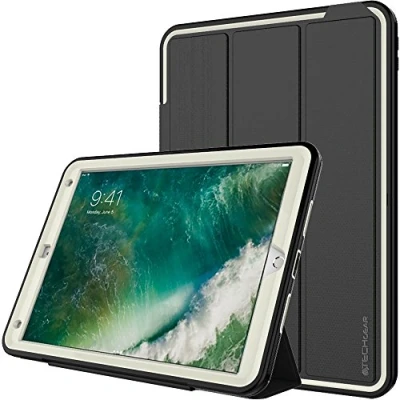 Image of TECHGEAR D FENCE Case Compatible with Apple iPad Air 3 2019 10.5&quot; Slimline Shockproof Tough Rugged Protective Armour Defence Smart + Stand, Kids Schools Builders Workman [Grey]