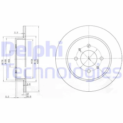 Image of HB699287 Brake disc DELPHI BG3102 260mm 10mm 4 solid Oiled Untreated MITSUBISHI: Lancer