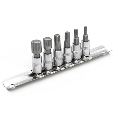 Image of DAKCOS 6pcs Spline Socket Set, M4 M12 for 1/4&quot; Drive, XZN Triple Square Bit S2 Alloy Steel and CR V Drive