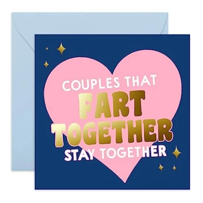 Image of Central 23 Funny Anniversary Card for Him &#039;Fart Together&#039; Valentines Wife Birthday Cards Wedding Comes with Fun Stickers