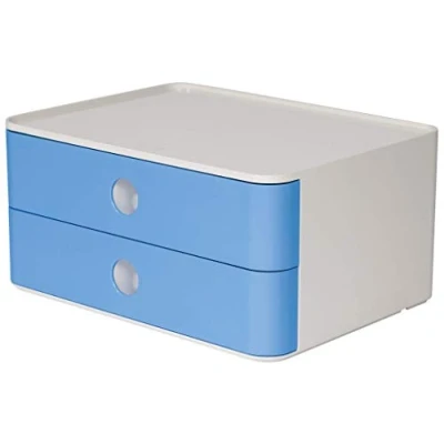 Image of Han 1120 14 ALLISON SMART box, designer drawer stackable with 2 drawers, Royal Blue