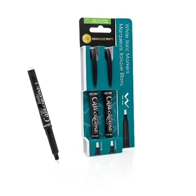 Image of MANUSCRIPT Callicreative Italic Crafter Markers (Medium Tip (Pack of 2), White)