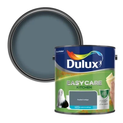 Image of Dulux Easycare Kitchen Matt Emulsion Paint Faded Indigo 2.5L