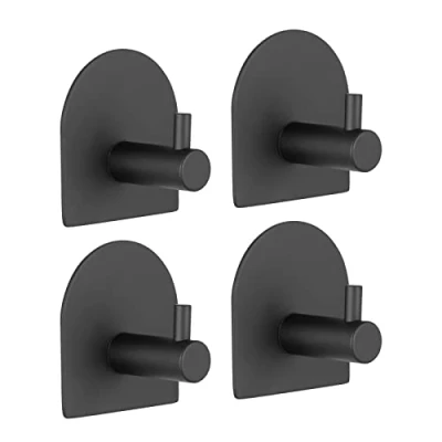 Image of Ibergrif Self Adhesive Hooks 4 Pack, Door Hooks, Stick on Coat Wall Mounted, 3M Shower Heavy Duty, Suction for Bathroom Kitchen, Waterproof M34451B