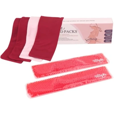 Image of Hilph Postpartum &amp; Perineal Cold Packs, Cooling Maternity Pads Compress Therapy for Vaginal Recovery, Haemorrhoids and Breast Pain, 2 Ice Packs 4 Washable Sleeves