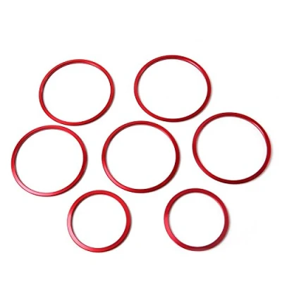 Image of Aluminum Alloy 7pcs/set Air Condition Vent Outlet Ring Cover Trim Decoration sticker for Mercedes Benz C Class 2015 W205 C180 C200 C250 C300 C400 &amp; GLC 2016 (Inner, Red)