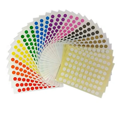 Image of 700 Sticky Coloured 8mm Self Adhesive Circle Dot Labels Ten Colours