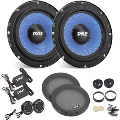 Image of Pyle Two Way Component Speaker System One Pair 6.5&quot; Kit, Non Fatiguing Butyl Rubber Surround, 360 Watts w/ 4 Ohm Impedance and 1&quot; High Temperature ASV Voice Coil PL650CBL