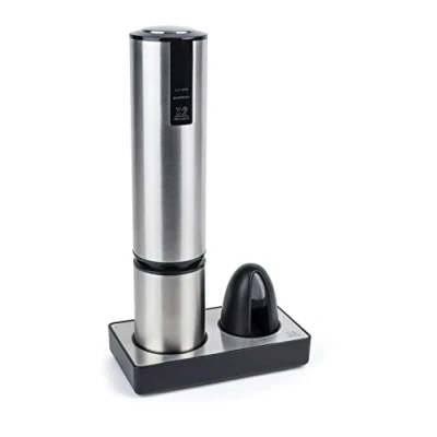 Image of PEUGEOT Elis Touch Rechargeable Stainless Steel and ABS Electric Corkscrew + Charging Base Capsule Cutter Long Lasting Autonomy Lithium Ion Battery Colour