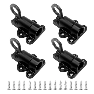 Image of SyiXute 4 Pcs Door Spring Bolt,Aluminum Alloy Gate Latch Bounce Lock,Automatic Locking Latches,Door Locks with Screws for Shed Doors Gates and Outhouse (Black)