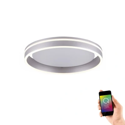 Image of Q Vito Integrated LED Semi Flush Ceiling Light Steel 1x 27W 2700 5000K Dimmable