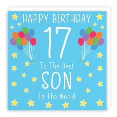 Image of Hunts England Large Son 17th Birthday Card Happy 17 To The Best In World Iconic Collection 210 x mm Age