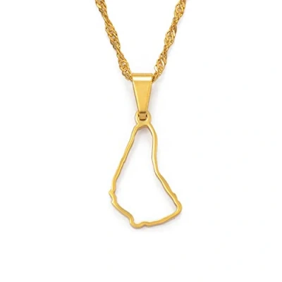 Image of LIUZIXI Barbados Island Map Pendant Necklace Charm Ethnic Outline Country Patriotic National Trendy Jewelry For Men Women Anniversary Party Gift,Gold