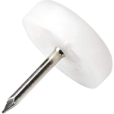 Image of Adsamm® / 32 x Glides in plastic with nail Ø 0,71&#039;&#039; (Ø 18 mm) white round Premium quality furniture sliders by