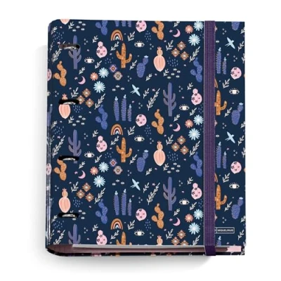 Image of Miquelrius Desert Collection A4 Ring Binder with 4 Rings + 100 Sheets 70 g/m² Squared 5 mm Elastic Closure