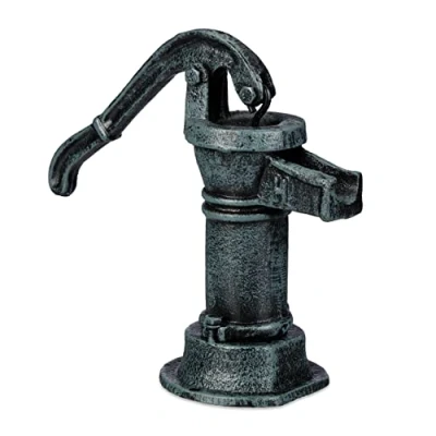 Image of Relaxdays Deco Pump, Antique Design, Swing Manual, Nostalgic Garden Water Decoration, Vintage, Cast Iron, Grey/Green, 22.5 x 13.5 10.5 cm