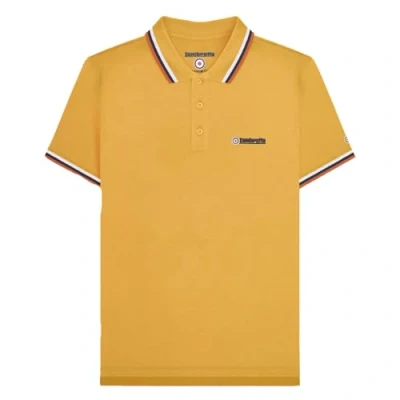 Image of Lambretta Mens Triple Tipped Polo Shirt Gold (White/Navy/Clay) L