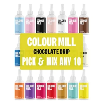 Image of Colour Mill Chocolate Drip Cake Topping, Pick any 10 Colours, Ready to Use, Glossy Finish (10 x 125g)