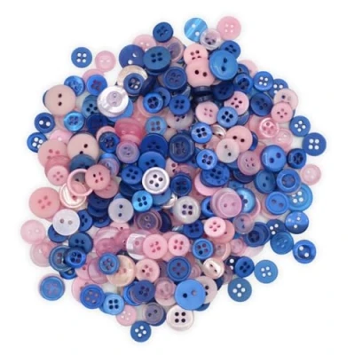 Image of celloexpress Tiny Pink &amp; Blue Mixed Sizes of Various Buttons for Sewing and Crafting (Pack 50g)
